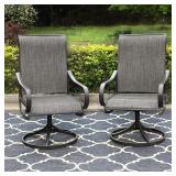 PHI VILLA Patio Swivel Rocker Dining Chairs with Textilene Mesh Fabric (Set of 2)  -Retail $229.99