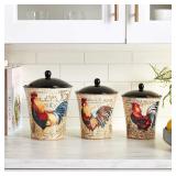 Certified International Gilded Rooster 3-Pc. Canister Set -Retail $72.99