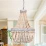Farmhouse 3-Light Empire Wood Beaded Chandelier - 14.2- Retail:$142.99