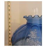 Vintage Blue Glass Victorian Style 3 Way Lamp 26" Tall