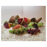 3 Cornucopias with Faux Fruits and Vegetables