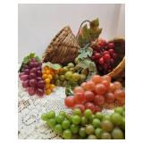 3 Cornucopias with Faux Fruits and Vegetables