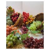 3 Cornucopias with Faux Fruits and Vegetables