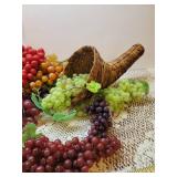3 Cornucopias with Faux Fruits and Vegetables