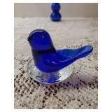 1999 Leo Ward Cobalt Blue Bluebird of Happiness and Decorative Vase