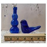 1999 Leo Ward Cobalt Blue Bluebird of Happiness and Decorative Vase