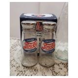 3 Pepsi Cola Bottles, Pepsi Cola Glass with Straws, and Pepsi Cola Salt and Pepper Shakers