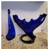 Cobalt Blue Glass Vase and Decor