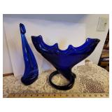 Cobalt Blue Glass Vase and Decor