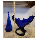 Cobalt Blue Glass Vase and Decor