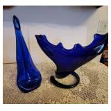 Cobalt Blue Glass Vase and Decor