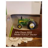 NIB John Deere 5020 Tractor 1/64 Scale Diecast Metal, NIB John Deere 4WD Pickup with Tractor and Trailer 1/64 Scale Diecast Metal, NIB John Deere 1958 Model "630LP" Tractor 1/43 Scale Diecast Metal, a