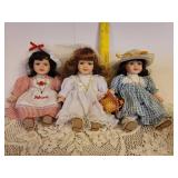 3 Porcelain Birthstone Dolls (Feb, June, and Aug)