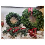 Christmas Trees, Greenery with Berries, and 2 Wreaths (see all pics)