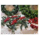 Christmas Trees, Greenery with Berries, and 2 Wreaths (see all pics)