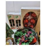 Christmas Craft Decor, Bows, Candlesticks, and Ornaments