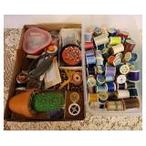 Sewing Supplies (Thread, Scissors, Pins, and Pin Cushions)