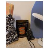 Ironing Board, Iron, Metal Trashcan, Sewing Desk Light, Model Upper Body
