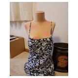 Ironing Board, Iron, Metal Trashcan, Sewing Desk Light, Model Upper Body