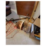 Hall Tree, 2 Canes, TV Tray, Picture Frames, Baskets, Chair, and Shelf