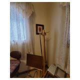 Hall Tree, 2 Canes, TV Tray, Picture Frames, Baskets, Chair, and Shelf