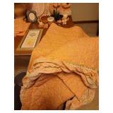 Peach Queen Size Bead spread and Home Decor (Tote Included)