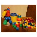 Vintage Fisher Price Blocks, Snap Toys, Top, and Legos