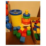 Vintage Fisher Price Blocks, Snap Toys, Top, and Legos