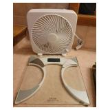Glass Body Fat Scale and 9" Personal Fan