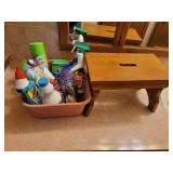 Bathroom Cleaning Supplies and Stepstool