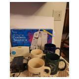 25 Channel Cordless Telephone, NIB 24oz.Stainless Steel Bottle, Light Bulbs, Coffee Mugs, Walkman, Clock, Etc.