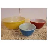 3 Piece Pyrex Primary Color Bowls (colors are bright)