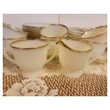 54 Piece Fire King Dishes 12 Dinner Plates, 12 Coffee Cups, 12 Bowls, 12 saucers, 1 Platter, 3 Serving Bowls, and Cream and Sugar Dishes