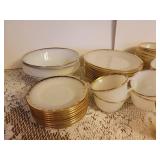 45 Piece Fire King Dishes 10 Plates, 10 bowls, 10 Coffee Cups, 10 Saucers, 3 Serving Bowls, and Cream and Sugar Bowls