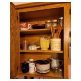 Contents of Kitchen Cabinet (Pottery, Salt and Pepper Shakers, Mini Crockpot, Wooden Utensils, Matches, Jelly Jars, Stoneware, Nut Dish, Coffee Cups) BRING YOUR OWN BOXES!
