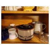 Contents of Kitchen Cabinet (Pottery, Salt and Pepper Shakers, Mini Crockpot, Wooden Utensils, Matches, Jelly Jars, Stoneware, Nut Dish, Coffee Cups) BRING YOUR OWN BOXES!