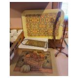 Microwave Cooker, Vintage Tin Tray, Coffee Mugs, Banana Tree, Glass Cutting Board