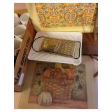 Microwave Cooker, Vintage Tin Tray, Coffee Mugs, Banana Tree, Glass Cutting Board