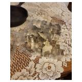 Vintage Bead Pot, Cookie Cutters, 6" Cast Iron Skillet, and Vintage Utensils