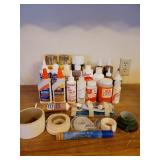 Acrylic Paints, Spray Paints, Tapes, and Glues