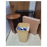 Shelves, Underbed Storage Drawer, and Bucket of Rags