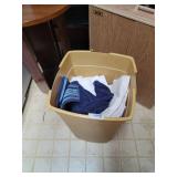 Shelves, Underbed Storage Drawer, and Bucket of Rags