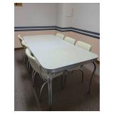 Vintage Table and 6 Chairs (see pics for minor damage to chairs) 6