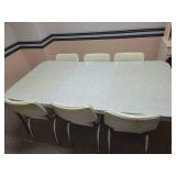Vintage Table and 6 Chairs (see pics for minor damage to chairs) 6