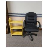 Desk Chair and Shelf 18.5 x 9 x 30 Located in basement