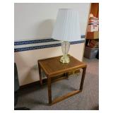 End Table 24 x 18 x 22.5 and 3 Way Lamp Located in basement