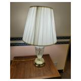 End Table 24 x 18 x 22.5 and 3 Way Lamp Located in basement