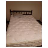 Queen Sized Bed with Headboard, Frame, Clean Pillowtop Mattress, and Box spring, Located in Basement