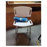 Shower Chair, Beach Towel, and Walking Stick