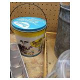 Galvanized Buckets, Kiwi Crate, Coffee Pot, PB Can, And Ice Trays